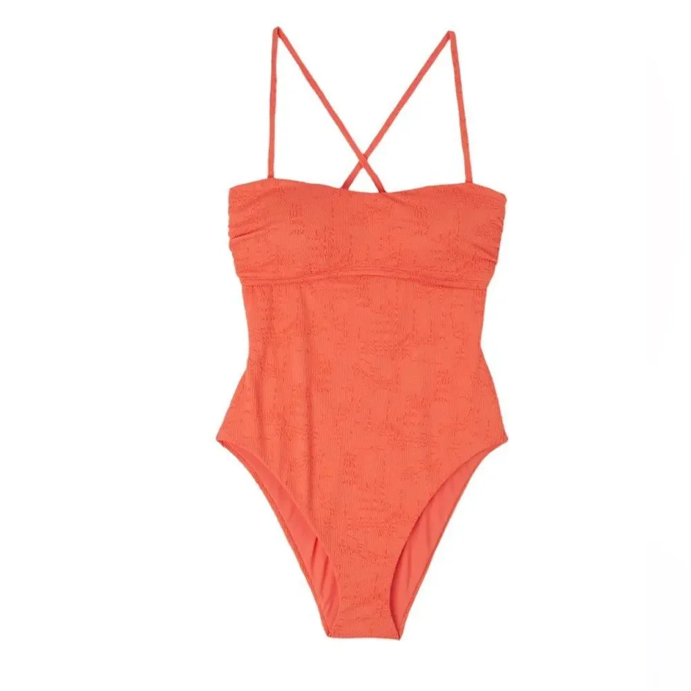 Lucky Brand Doheny Beach One Piece Swimsuit in Coral Orange
